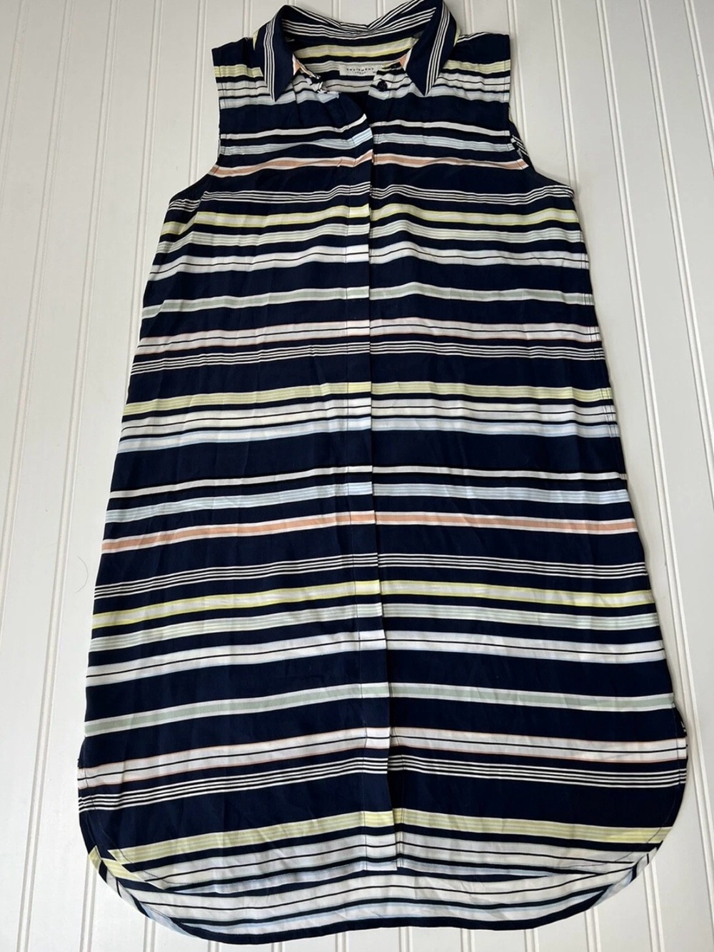 Equipment Femme Janna Striped Silk Shirt Dress Sleeveless XS 1362